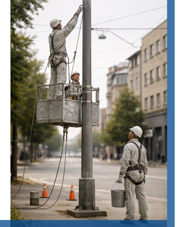 Покраска опор освещения в Соли-Илецке от 5209 р. | ВЫСОТНИК-Сои