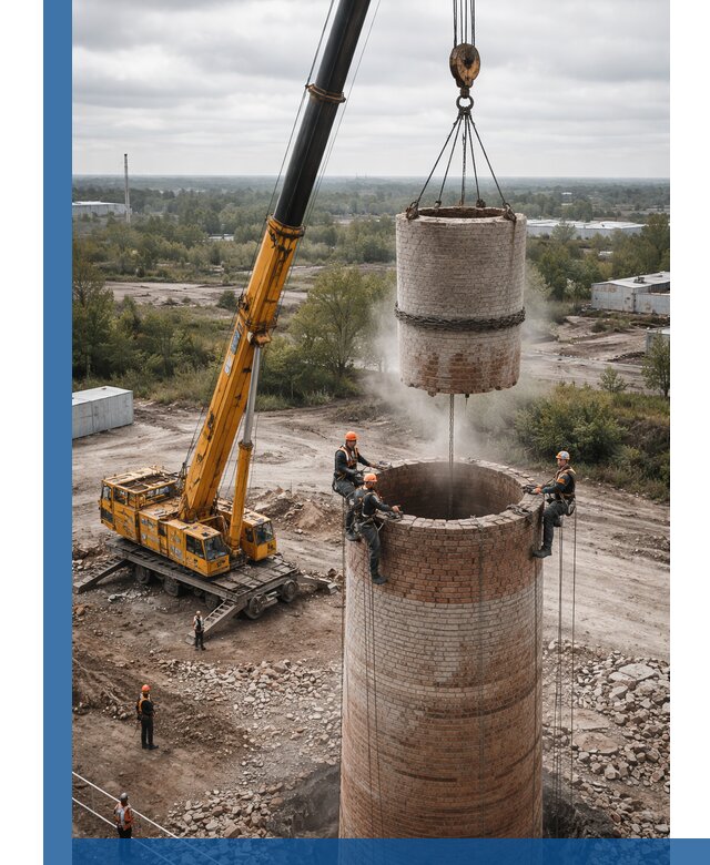 Демонтаж дымовой трубы в Соли-Илецке с гарантиями безопасности
