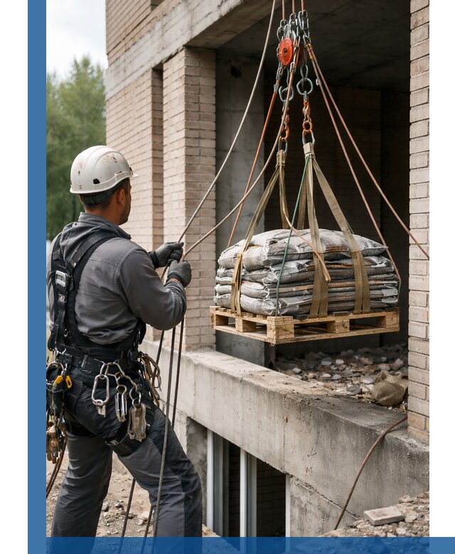 Подъем материалов на этаж веревками в Соли-Илецке оперативно