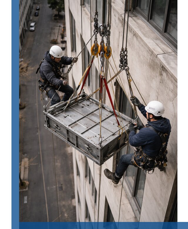 Спуск и подъем грузов по фасаду в Соли-Илецке для зданий