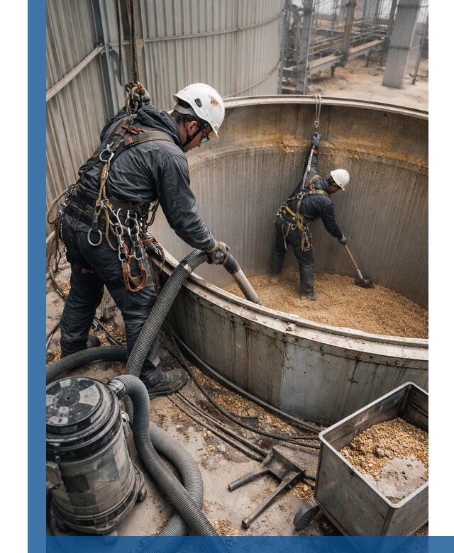 Профессиональная чистка зерновых бункеров в Соли-Илецке с выездом