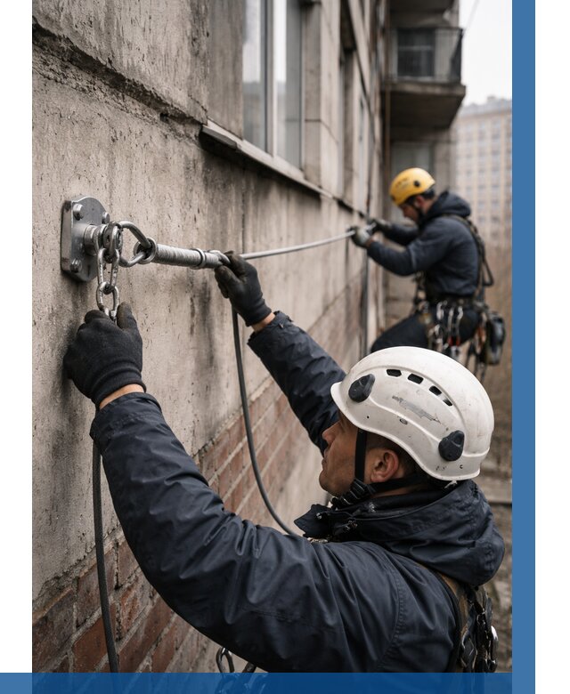 Монтаж анкерных линий в Соли-Илецке от 3125 р. | ВЫСОТНИК-Сои